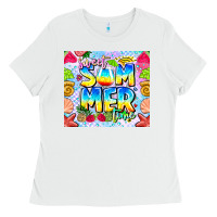 White summer time Ladies Tee - CowhideDigitalArt