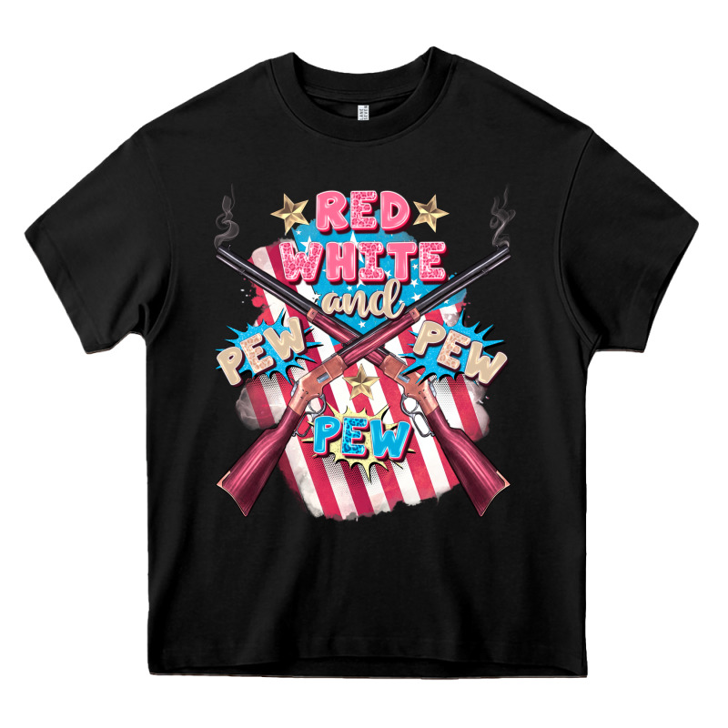 Red White And Pew Pew Pew Heavy Core Tee by FaDigitalArtStudio | Teevron