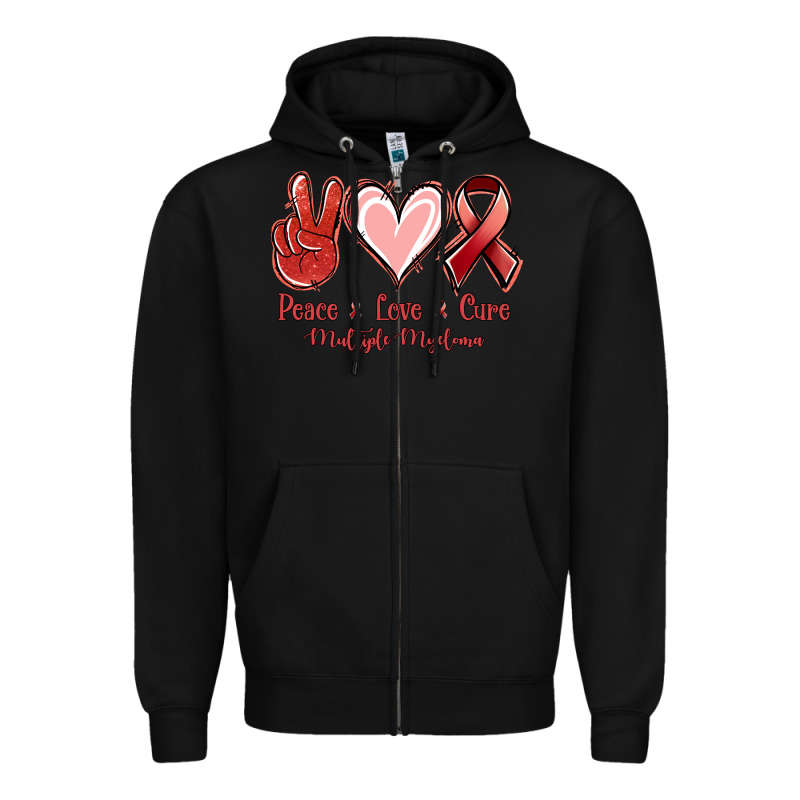Peace Love Cure Multiple Myeloma Cancer Zipper Hoodie by Jasminsmagicworld | Teevron