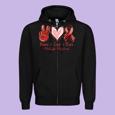 Peace Love Cure Multiple Myeloma Cancer Zipper Hoodie Designed By Jasminsmagicworld