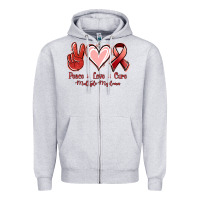 Heather Grey Peace Love Cure Multiple Myeloma Cancer Zipper Hoodie - Jasminsmagicworld