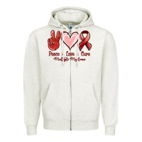 Oatmeal Heather Peace Love Cure Multiple Myeloma Cancer Zipper Hoodie - Jasminsmagicworld