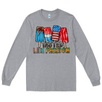 Heather Grey tasted like freedom Long Sleeve Tee - RacoonDesign