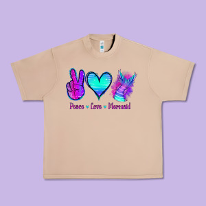 Peace Love Mermaid Urban Heavy Tee Designed By Jasminsmagicworld