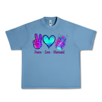 Pebble Blue Peace Love Mermaid Urban Heavy Tee - Jasminsmagicworld