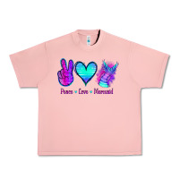 Salmon Peace Love Mermaid Urban Heavy Tee - Jasminsmagicworld