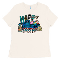 Bone Happy Easter  truck Ladies Tee - CowhideDigitalArt