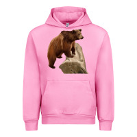 Fuchsia Pink California Grizzly Bear Urban Hoodie - RanaPortraitStore