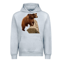 Heather Grey California Grizzly Bear Urban Hoodie - RanaPortraitStore