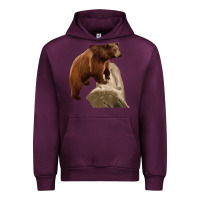 Mauve Wine California Grizzly Bear Urban Hoodie - RanaPortraitStore