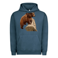 Pigment Midnight Navy California Grizzly Bear Urban Hoodie - RanaPortraitStore