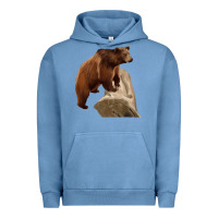 Pigment Pebble Blue California Grizzly Bear Urban Hoodie - RanaPortraitStore