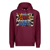 Burgundy Land of the Free Home of the Brave Brushstroke Premium Hoodie - Jasminsmagicworld