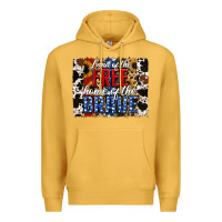 Mustard Land of the Free Home of the Brave Brushstroke Premium Hoodie - Jasminsmagicworld