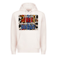 Pale Pink Land of the Free Home of the Brave Brushstroke Premium Hoodie - Jasminsmagicworld