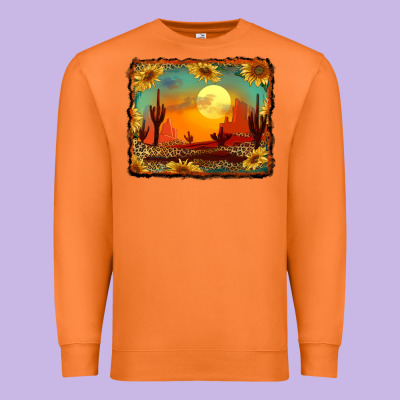 Western Desert Sunset Background Premium Sweatshirt Designed By Ranaportraitstore