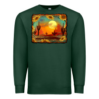 Sports Green western desert sunset background Premium Sweatshirt - RanaPortraitStore