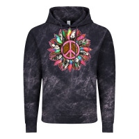 Cloud Black sunflower and tie dye with peace sign Vintage Hoodie - Artiststas