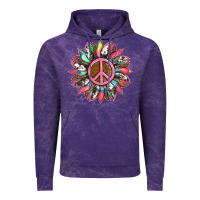 Cloud Purple sunflower and tie dye with peace sign Vintage Hoodie - Artiststas