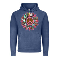 Vintage Denim sunflower and tie dye with peace sign Vintage Hoodie - Artiststas