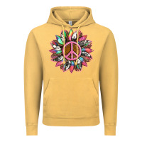Vintage Mustard sunflower and tie dye with peace sign Vintage Hoodie - Artiststas