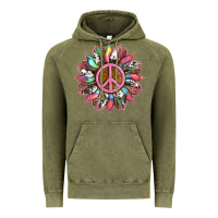 Vintage Olive sunflower and tie dye with peace sign Vintage Hoodie - Artiststas