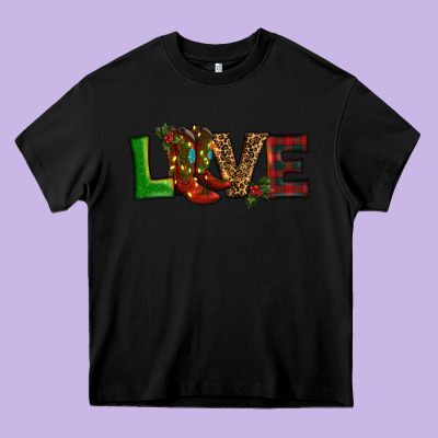 Christmas Boots Love Heavy Core Tee Designed By Ranaportraitstore