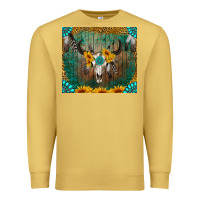 Antique Gold boho bullskull Premium Sweatshirt - RanaPortraitStore