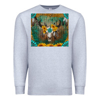 Heather Grey boho bullskull Premium Sweatshirt - RanaPortraitStore