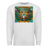 Oatmeal Heather boho bullskull Premium Sweatshirt - RanaPortraitStore