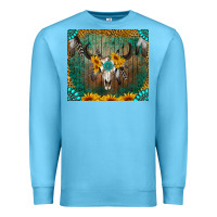 Ocean Blue boho bullskull Premium Sweatshirt - RanaPortraitStore