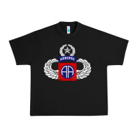 Black 82nd Airborne Div Parachutist Wings and Patch - Distressed Urban Heavy Tee - baoMotion