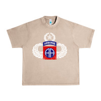French Oak 82nd Airborne Div Parachutist Wings and Patch - Distressed Urban Heavy Tee - baoMotion