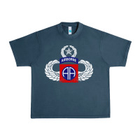 Midnight Navy 82nd Airborne Div Parachutist Wings and Patch - Distressed Urban Heavy Tee - baoMotion