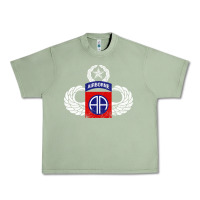 Oil Green 82nd Airborne Div Parachutist Wings and Patch - Distressed Urban Heavy Tee - baoMotion