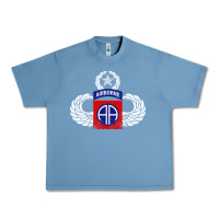 Pebble Blue 82nd Airborne Div Parachutist Wings and Patch - Distressed Urban Heavy Tee - baoMotion