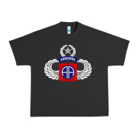 Pigment Black 82nd Airborne Div Parachutist Wings and Patch - Distressed Urban Heavy Tee - baoMotion