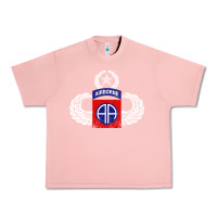 Salmon 82nd Airborne Div Parachutist Wings and Patch - Distressed Urban Heavy Tee - baoMotion