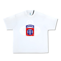 White 82nd Airborne Div Parachutist Wings and Patch - Distressed Urban Heavy Tee - baoMotion