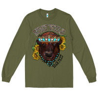 Army Green turquoise bison Long Sleeve Tee - RacoonDesign