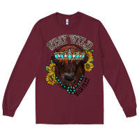 Burgundy turquoise bison Long Sleeve Tee - RacoonDesign