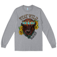 Heather Grey turquoise bison Long Sleeve Tee - RacoonDesign