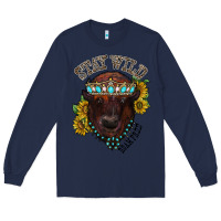 Navy turquoise bison Long Sleeve Tee - RacoonDesign