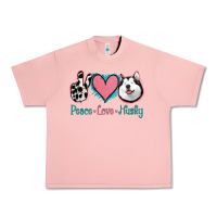 Salmon Peace Love Husky Urban Heavy Tee - Jasminsmagicworld