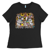 Black Happy Easter Ladies Tee - CowhideDigitalArt