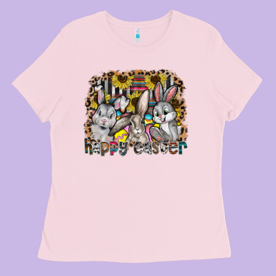 Happy Easter Ladies Tee Designed By Cowhidedigitalart