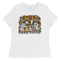 White Happy Easter Ladies Tee - CowhideDigitalArt