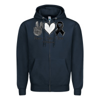 Navy Peace Love Cure Melanoma Cancer Zipper Hoodie - Jasminsmagicworld