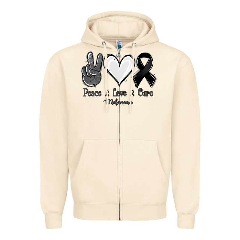 Peace Love Cure Melanoma Cancer Zipper Hoodie by Jasminsmagicworld | Teevron