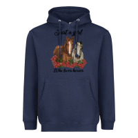Navy just a girl who loves horses no background Heavyweight Hoodie - RanaPortraitStore